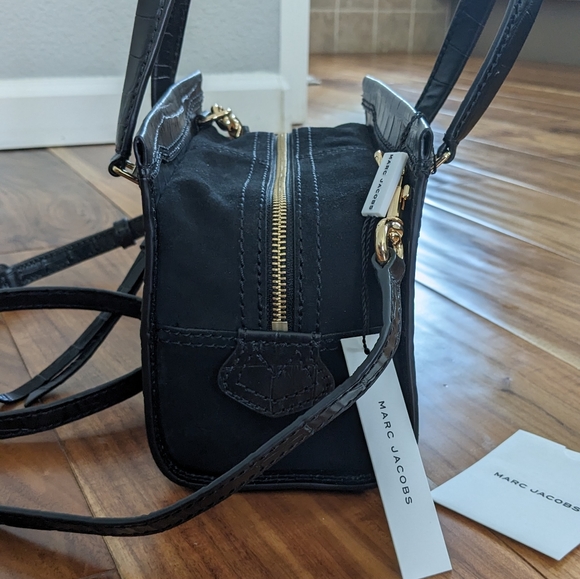 Marc Jacobs Croc Embossed Leather Mini Cruiser Satchel / Crossbody